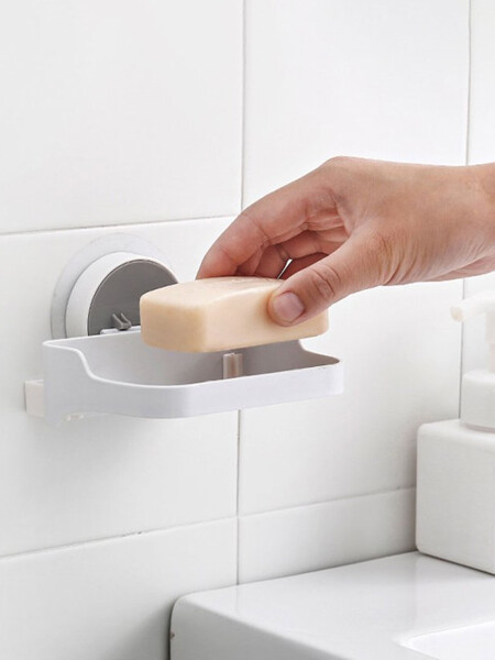 SOPORTE JABÓN CON VENTOSA BLANCO