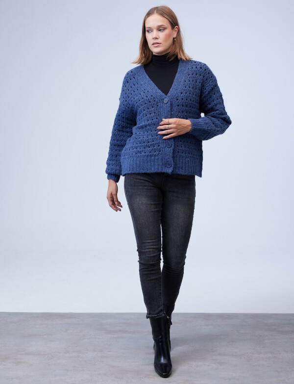 Cardigan Calado AZUL