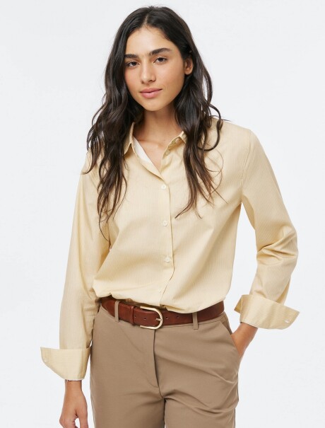 CAMISA BÁSICA A RAYAS - BEIGE AMARILLO