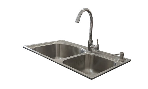 Fregadero de cocina doble con accesorios Fregadero De Cocina Doble Con Accesorios