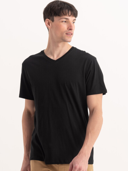 Camiseta cuello en V Negro