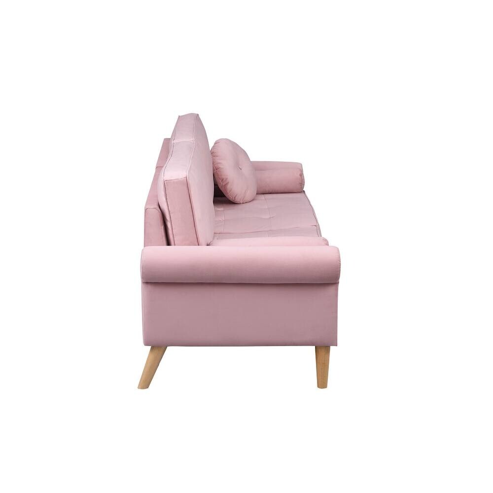 Sillon De 3 Cuerpos De Tela Con Tachas Rosado Sillon De 3 Cuerpos De Tela Con Tachas Rosado