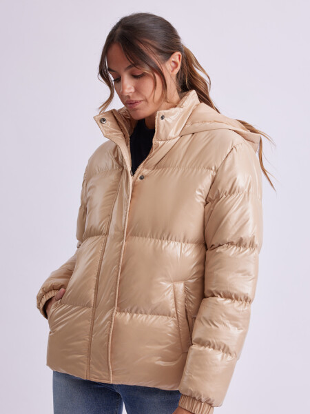 Campera de abrigo con capucha Taupe