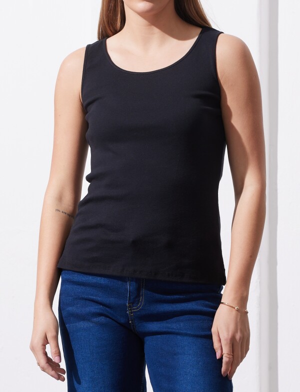 Musculosa Algodon Basica NEGRO