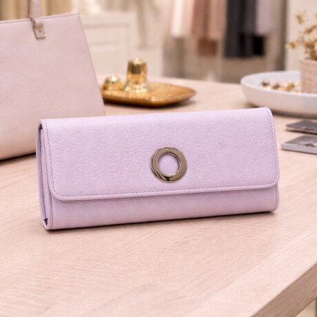 Billetera de Dama en Eco Cuero con Broche Metalico Lila