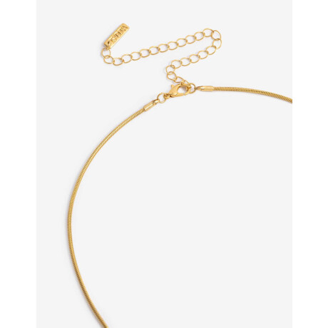 Collar Largo Metal Y Piedra Dorado Oro Cepillado Mate