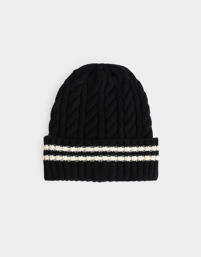 Gorro Romántico Gorro Tejido Varsity Negro - Negro