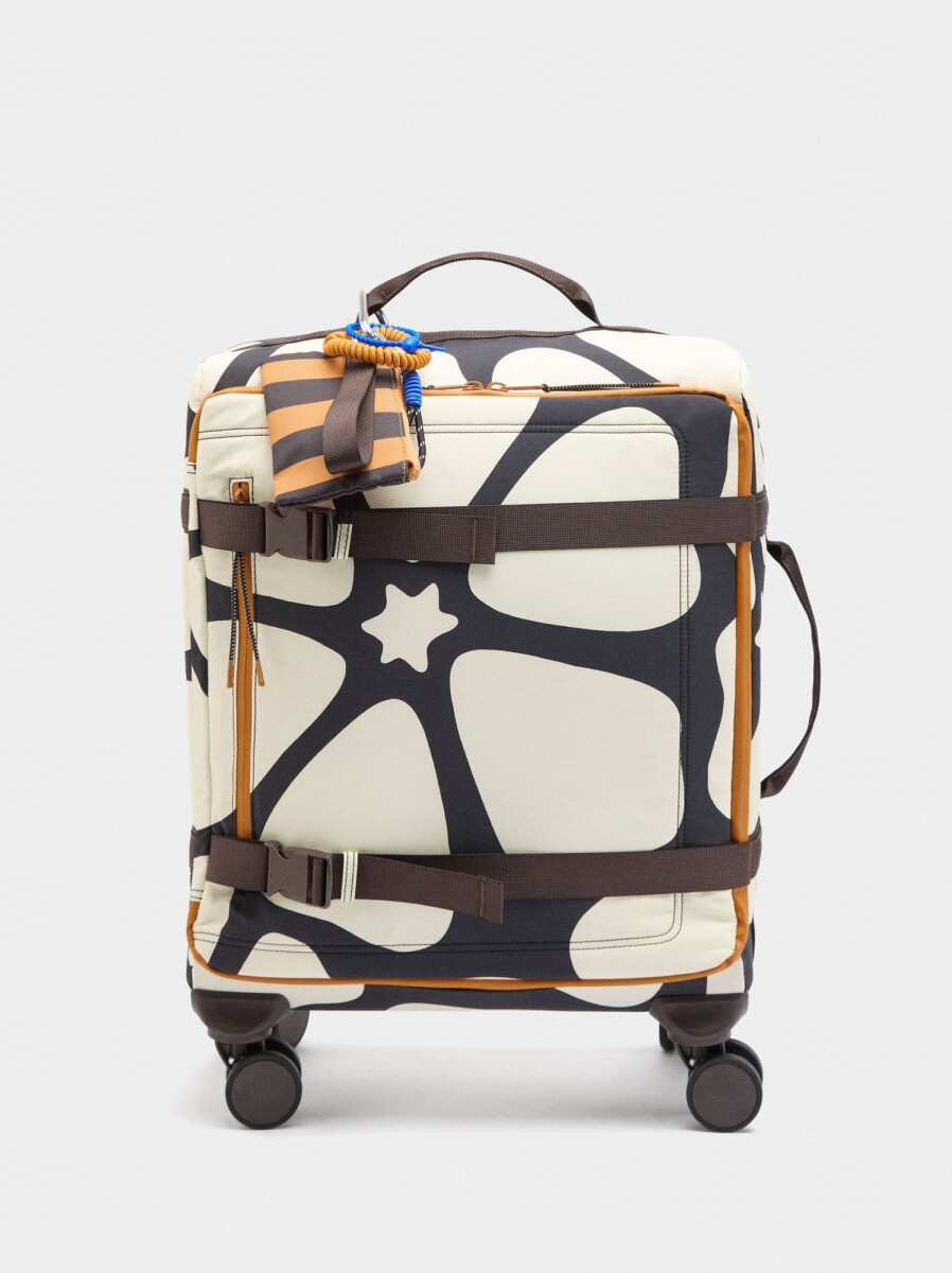 Maleta De Viaje Estampada De Nylon - crudo 