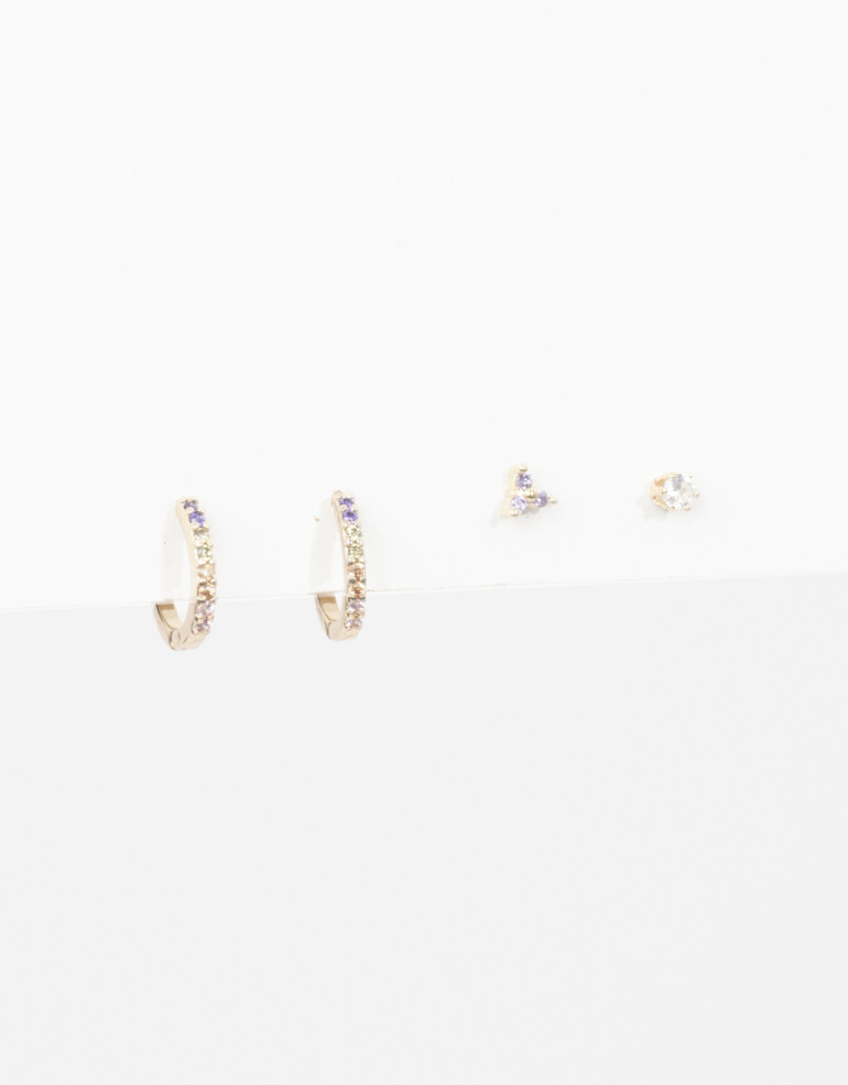 Aros Sets Strass Set De Aros Con Cubic Zirconia - Dorado