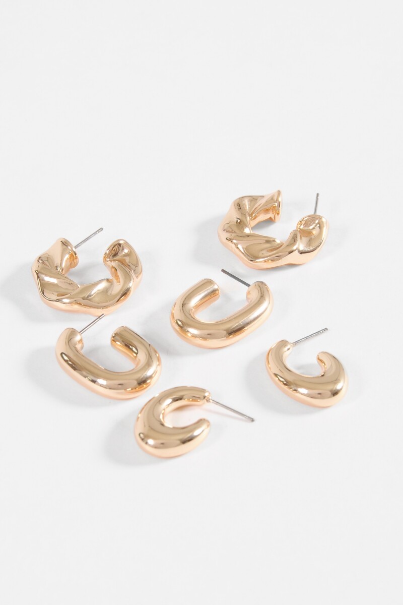 Set 3 aros curvo dorado