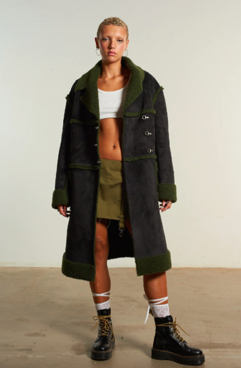 O/SIZED SUEDE COAT W/BUCKLES & 