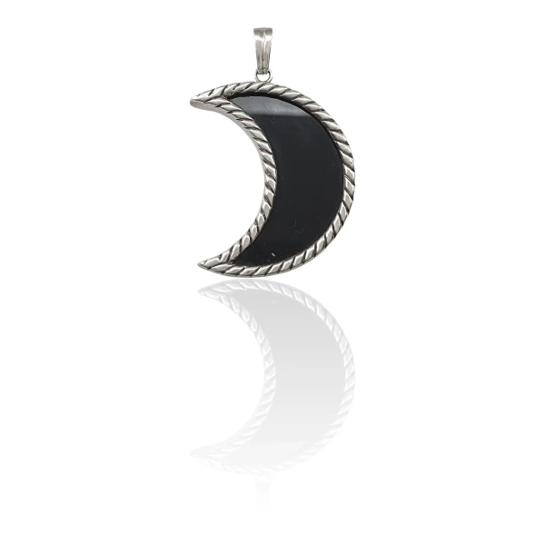 Dije Colgante Luna-Plata 925-Onix-CP4165 conpiedra