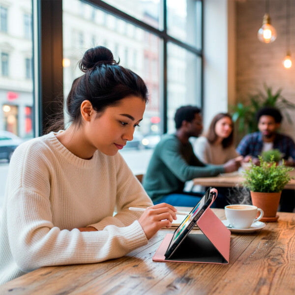 Estuche Funda Protector Soporte Tablet 10.1 10 9 Simil Cuero Color Rosado Chicle