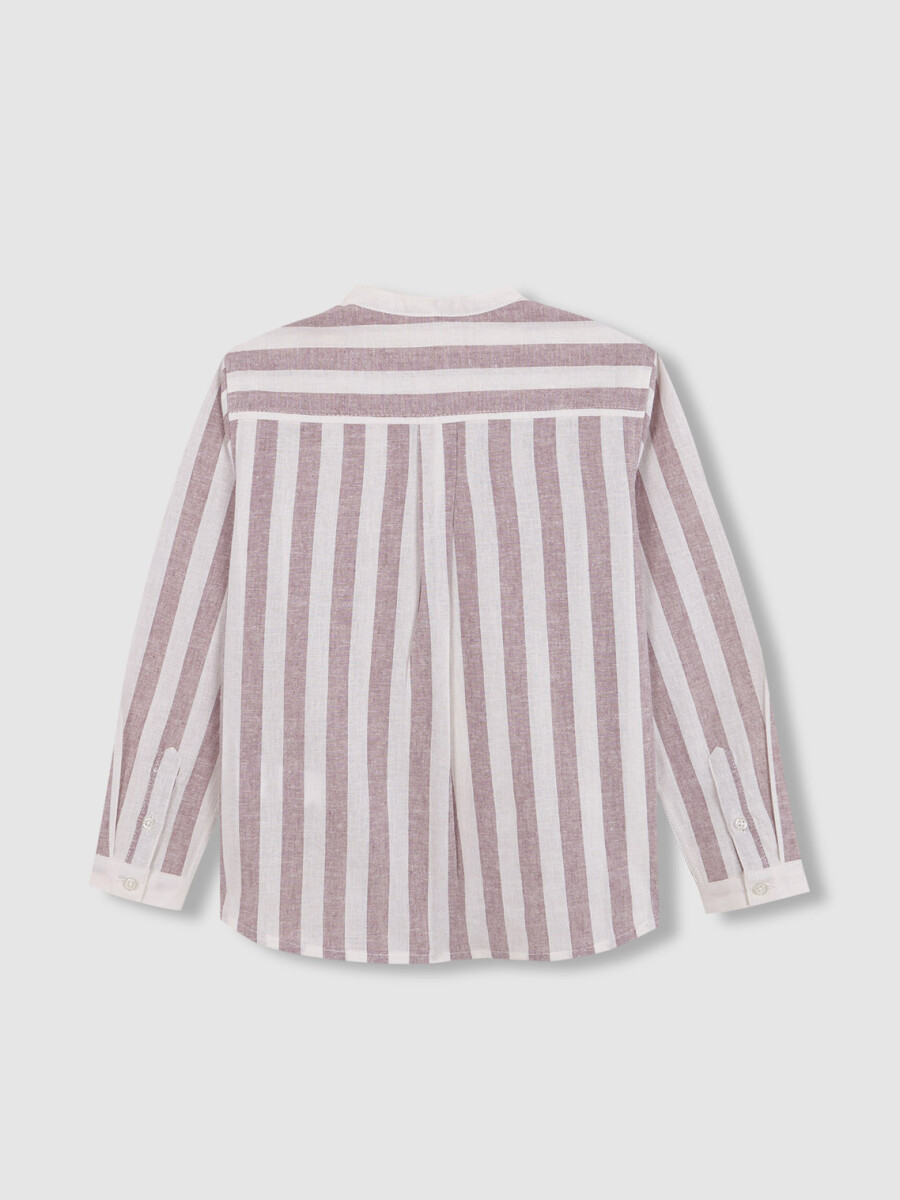 Camisa De Lino De Rayas Berenjena