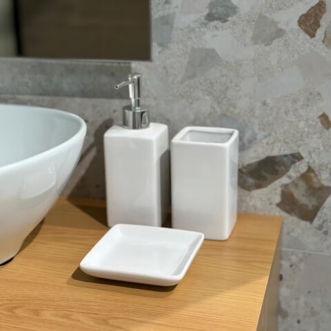 Set de accesorios de baño 3 piezas Blanco Set De Accesorios De Baño 3 Piezas Blanco