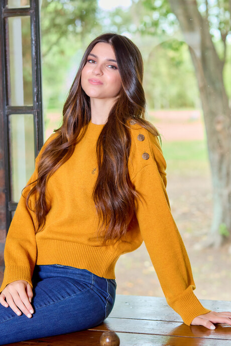 Women's Sweater with Buttons Yellow