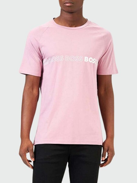BOSS -Remera de algodón slim fit, BOSS Rosa