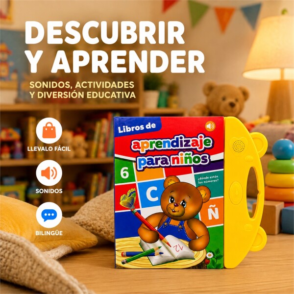 Libro Didáctico Interactivo Bilingüe con 20 Hojas Táctiles Diseño 2