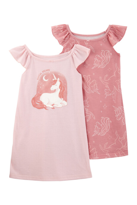 Pack dos camisones de jersey, diseño unicornios Sin color