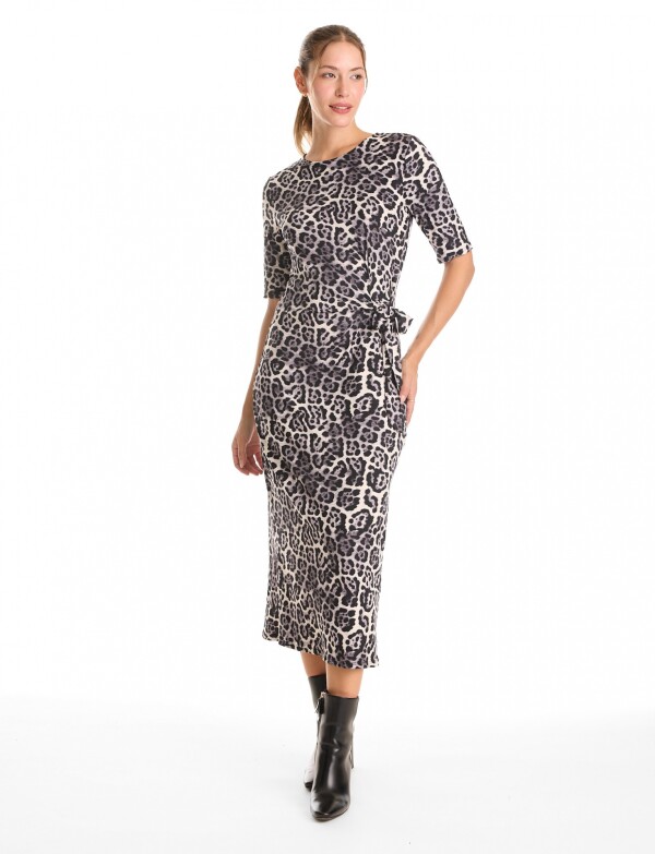 Vestido Animal Print Lazo GRIS/MULTI