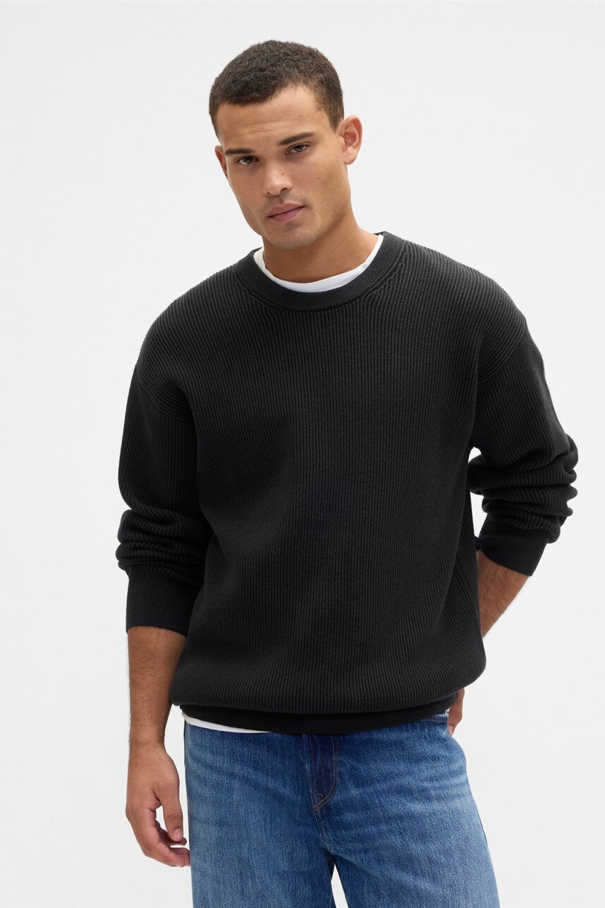 V-PLAITED RIB CREW Moonless Night