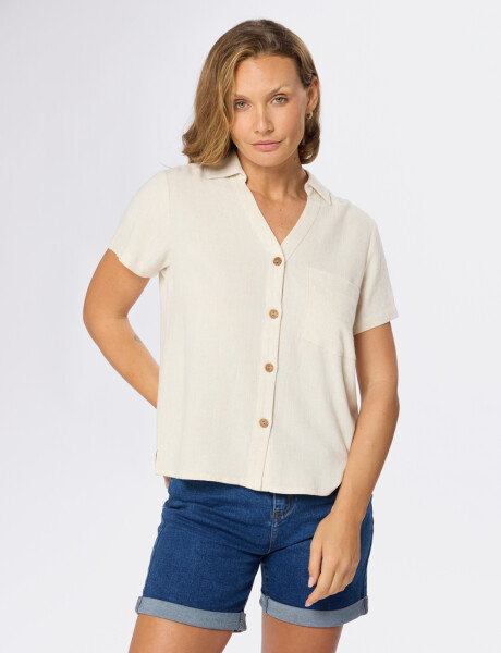 CAMISA DE LINO LISA Beige