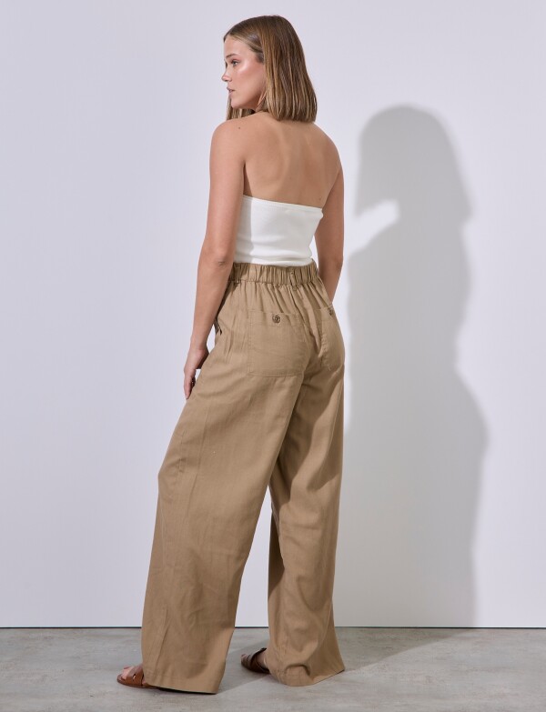 Pantalon Lino Cargo TOSTADO