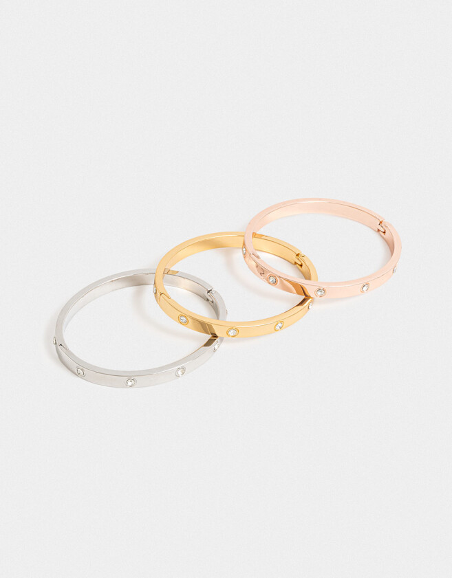 Pulseras Rígidas Sets Premium Gold Pulseras Rigidas Sets Bañado En Oro Rosa - Dorado Oro Rosa