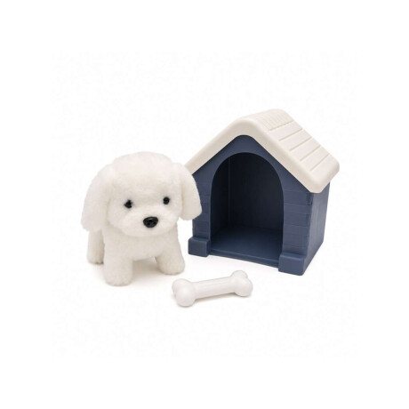 Perrito de peluche con casita y accesorios Blanco