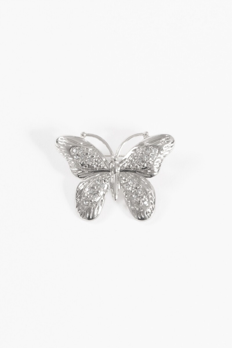 Broche prendedor mariposa plateado