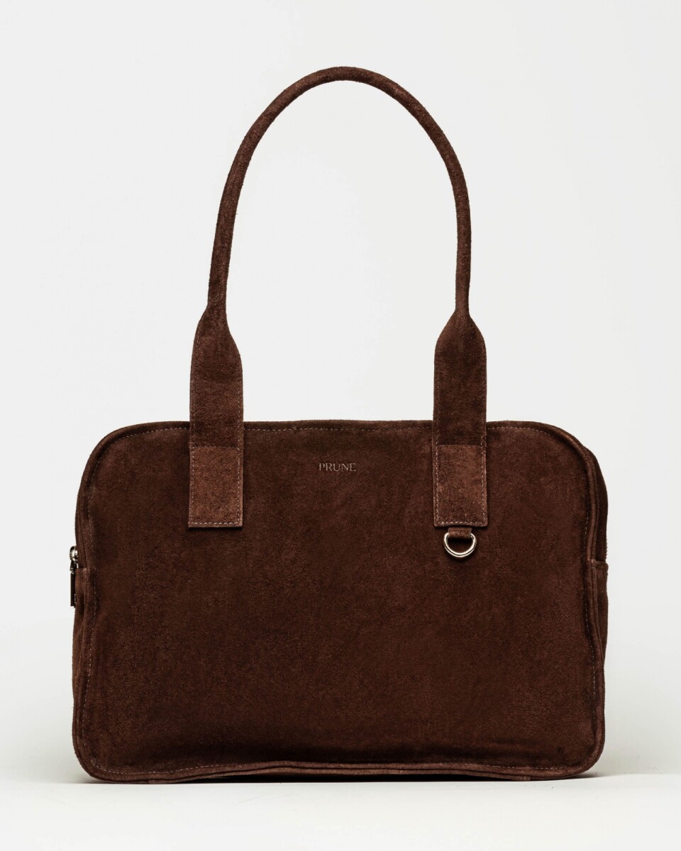 Bolso Capri en cuero gamuza - Chocolate 