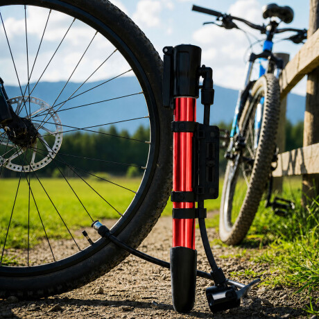Inflador Manual Bici Pelotas Inflables con Picos Rojo/negro