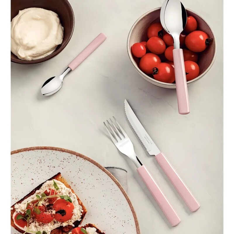 Juego De Cubiertos 16 piezas color rosa claro Tramontina - 23197/300 Juego De Cubiertos 16 piezas color rosa claro Tramontina - 23197/300