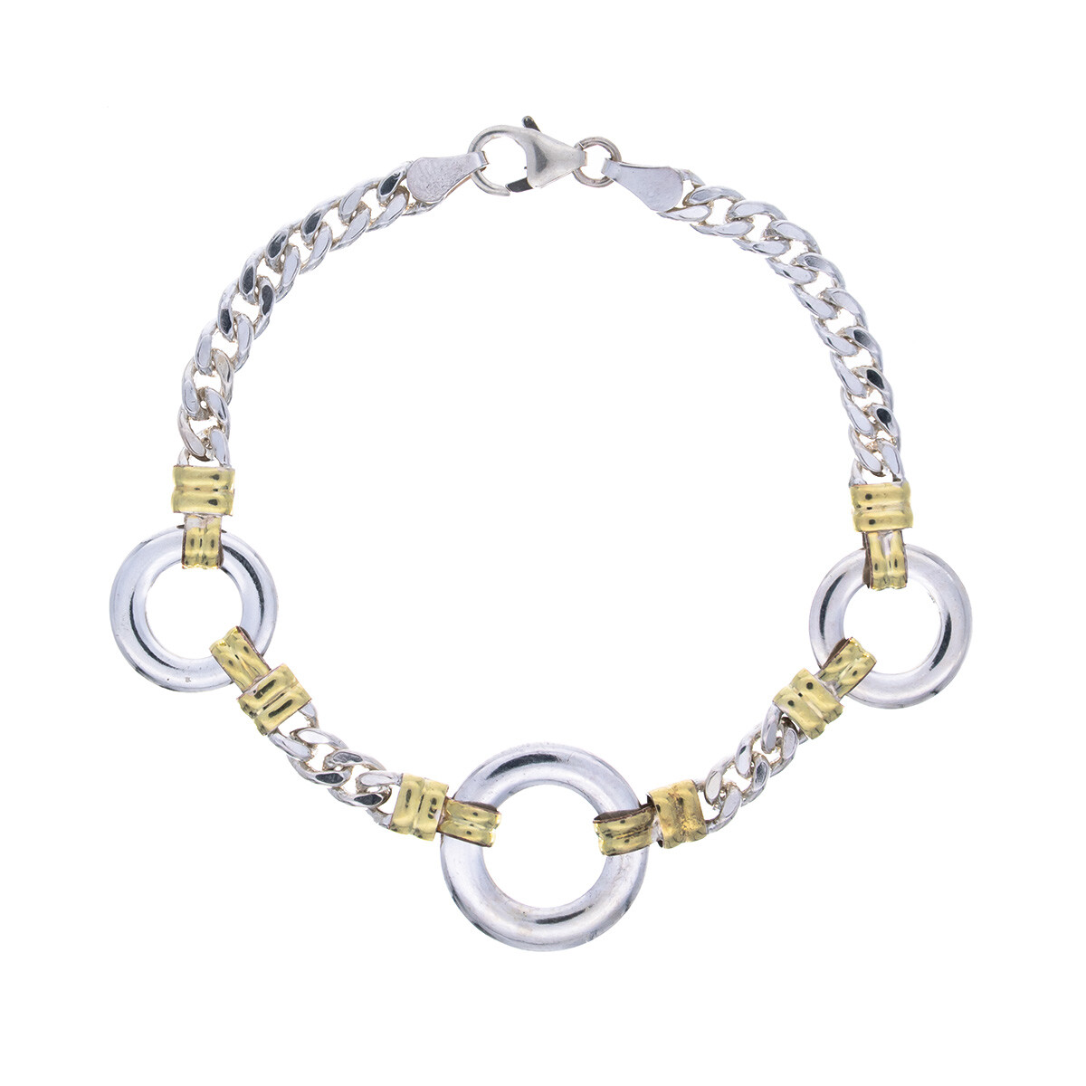 Pulsera de plata 925 y double en oro 18 ktes. 