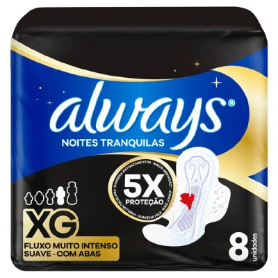 Toallitas Femeninas Always Noche Plus Talle Xg 8 Uds. Toallitas Femeninas Always Noche Plus Talle Xg 8 Uds.