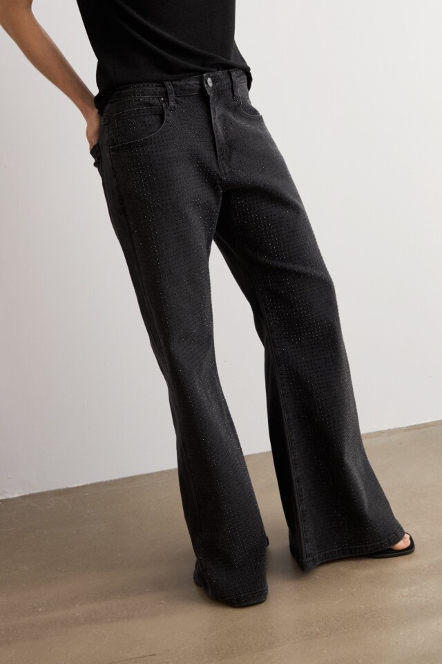 Jean wide leg Jade brillos negro