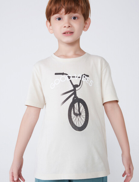 CAMISETA INFANTIL CON ESTAMPA BEIGE