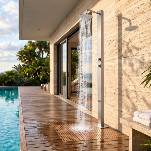 Ducha Exterior De Piso 210X10Cm De Acero Inoxidable 304 000