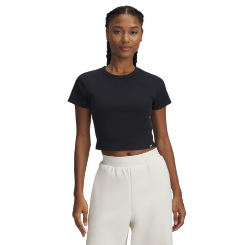 UA Rival Rib Baby Tee-WHT BLK-001