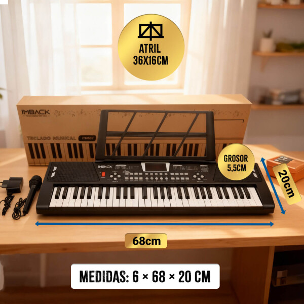 Teclado Organo Instrumento Musical de 61 Teclas 10 Ritmos 16 Tonos + Micrófono ITM007 IMBACK Teclado Organo Instrumento Musical de 61 Teclas 10 Ritmos 16 Tonos + Micrófono ITM007 IMBACK