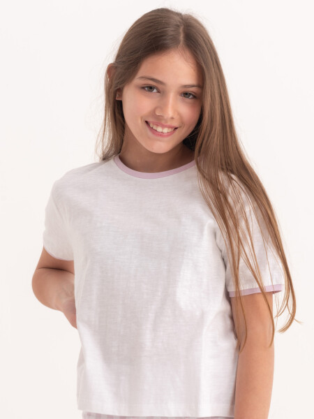 Camiseta manga corta contraste Lila