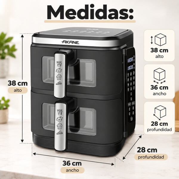 Freidora De Aire Akane Doble Canasto 11 L 2800 W A.850006 FREIDORA SIN ACEITE AKANE A.850006