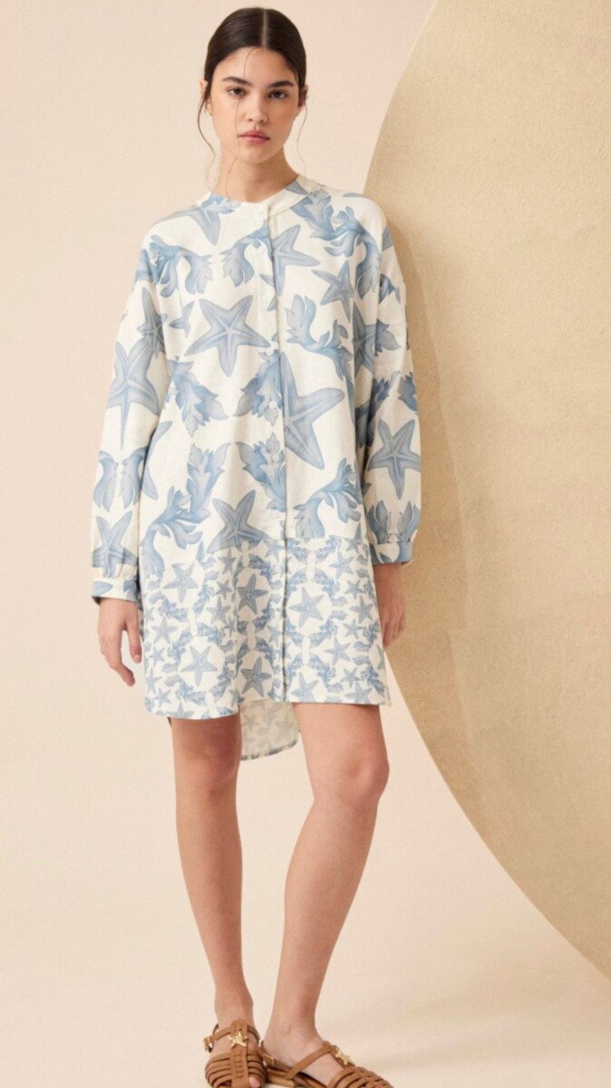 VESTIDO CAMISERO CRETA - CELESTE 