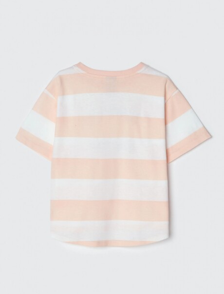 BLUSA INFANTIL A RAYAS CON ESTAMPA NARANJA