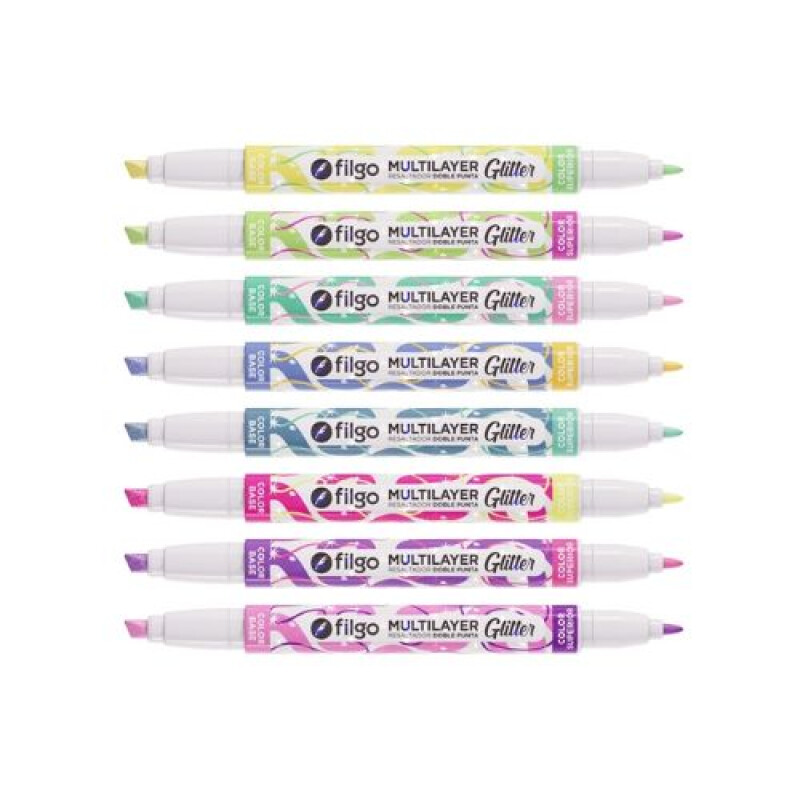 Filgo Resaltador Creativo Doble Punta Multilayer - Estuche 8 Filgo Resaltador Creativo Doble Punta Multilayer - Estuche 8