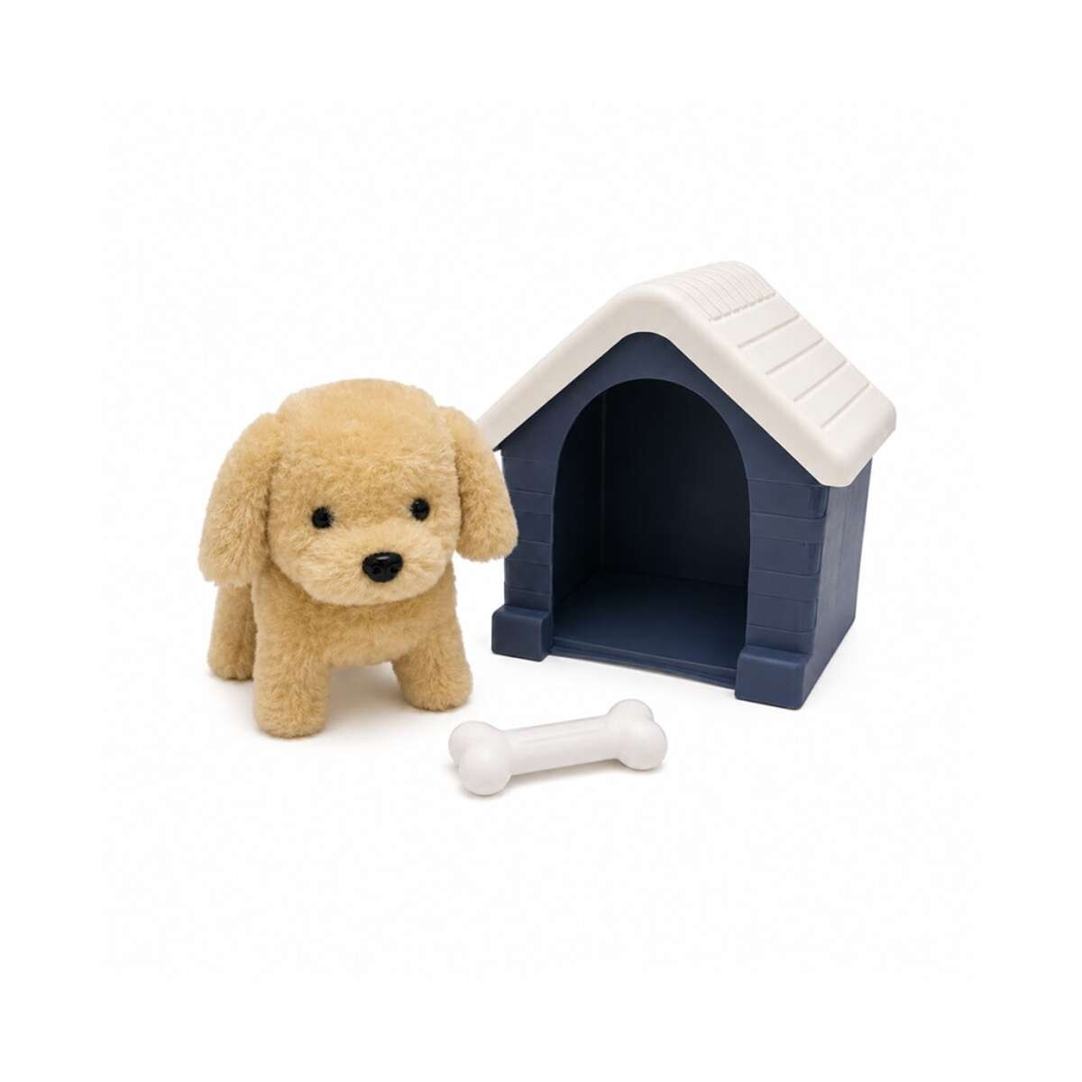 Perrito de peluche con casita y accesorios - Beige 