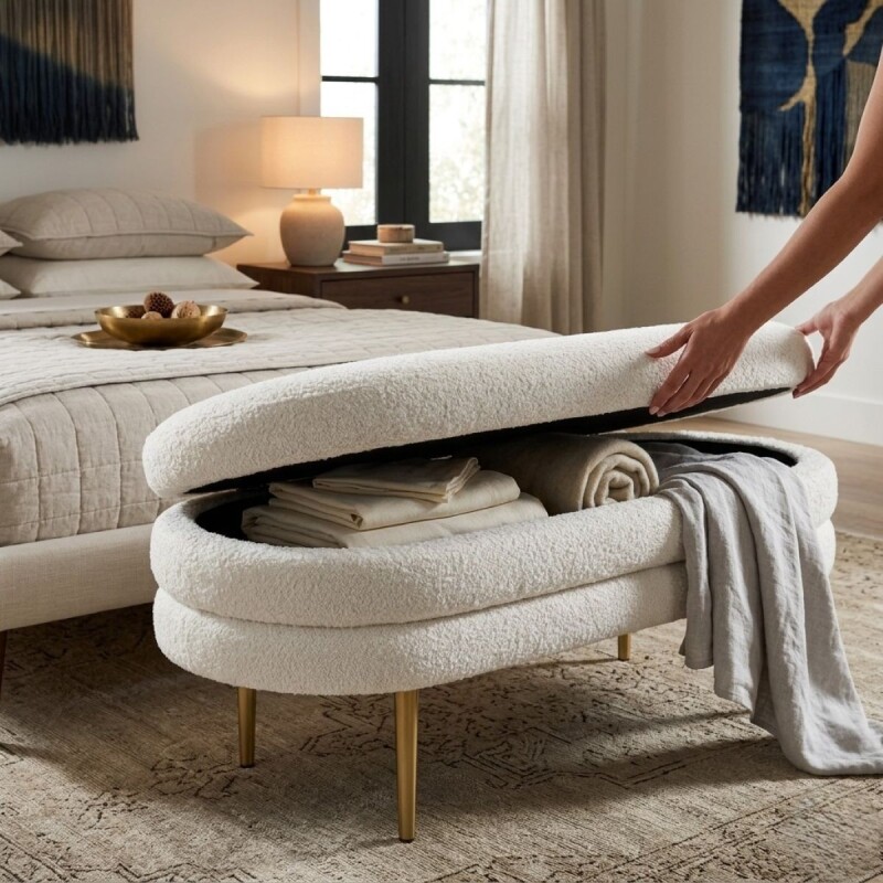 BANQUETA BEIGE CL OVAL 100X40X40CM Unica