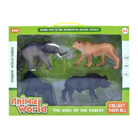 Set Colección de Animales de la Selva 4 Figuras en Plástico Multicolor