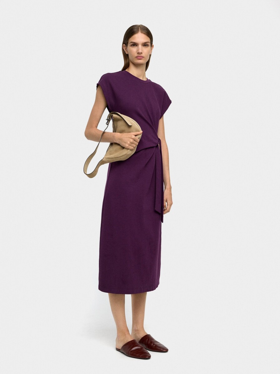 Vestido Drapeado 100% Algodón - burdeos 