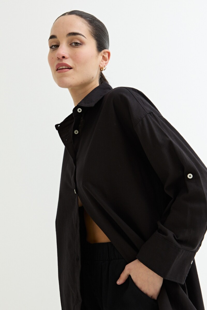 Camisa lisa básica - Negro 